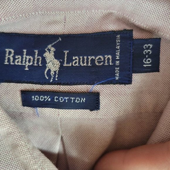 Ralph Lauren Mens Button Up Shirt Light Purple Size 16 -33 Pony Logo Long Sleeve - Picture 2 of 3
